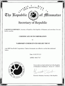 VAERT Certificate Of Incorporation