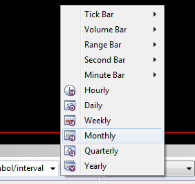 Time frame popup menu